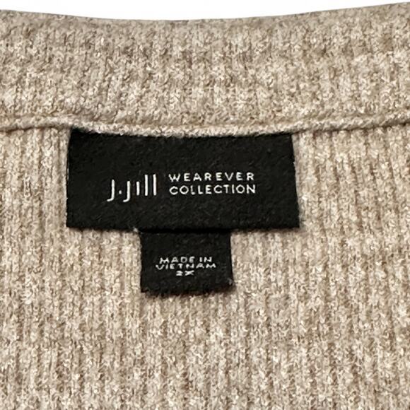 J. Jill Wearever Tunic Top Plus Sz 2X Heather Tan Waffle Knit 3/4 Sleeve Casual - Picture 3 of 8